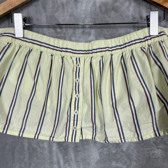Anthropologie Strapless Crop Boxer Top and Skirt Set XL Green Striped Beachy - Picture 5 of 16